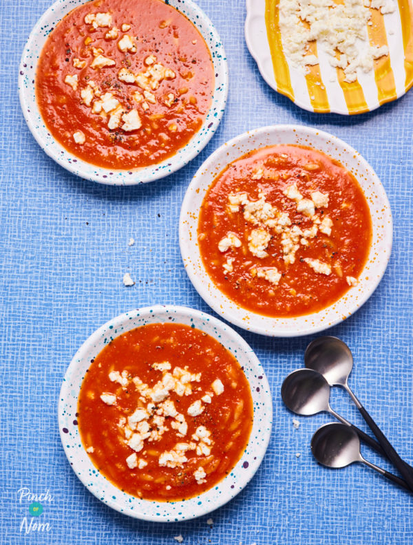 Tomato, Feta and Orzo Soup pinchofnom.com
