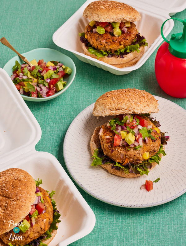 Cajun-Style Bean Burgers pinchofnom.com