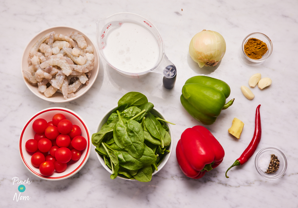 Prawn and Spinach Curry - Pinch of Nom Slimming Recipes