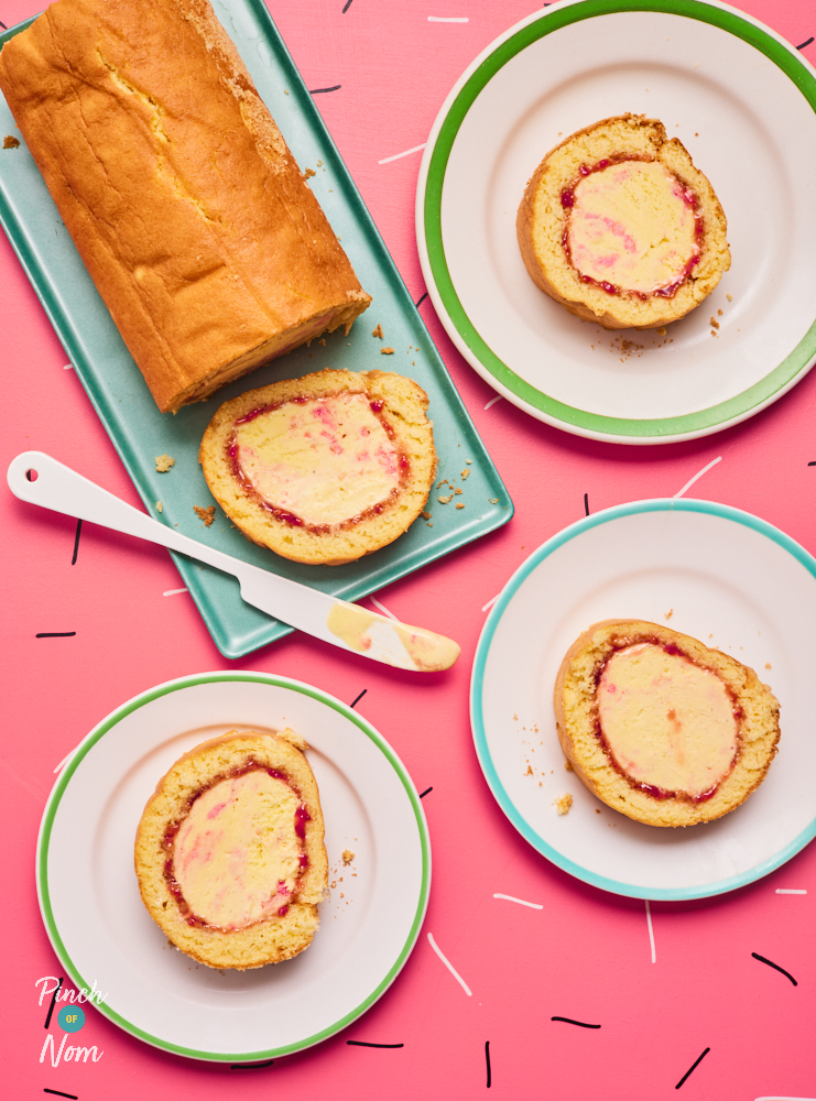 Raspberry Ripple Arctic Roll - Pinch of Nom Slimming Recipes
