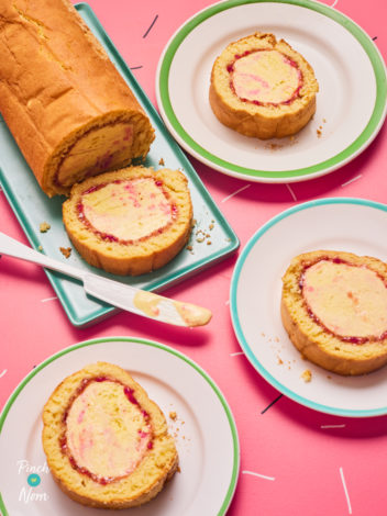 Raspberry Ripple Arctic Roll pinchofnom.com