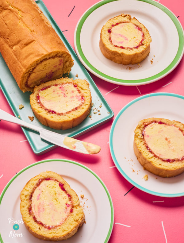 Raspberry Ripple Arctic Roll pinchofnom.com