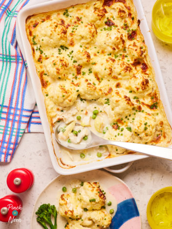 Cauliflower Cheese Fish Pie pinchofnom.com