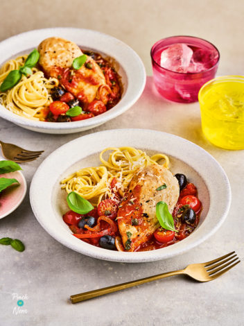 Chicken Puttanesca Bake pinchofnom.com