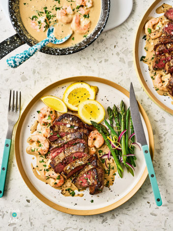 Garlicky Surf and Turf pinchofnom.com