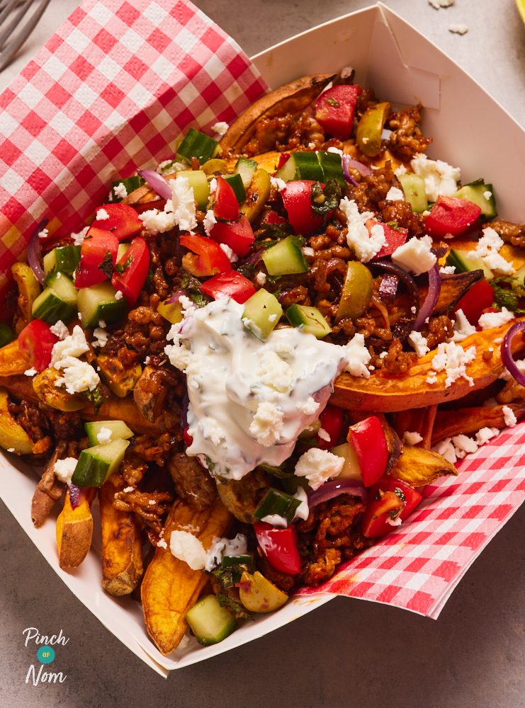 Loaded Lamb Sweet Potato Fries - Pinch of Nom Slimming Recipes