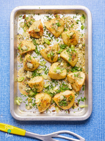 Stilton Roast Potatoes pinchofnom.com