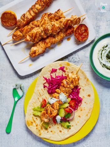 Air Fryer Chicken Souvlaki and Tzatziki pinchofnom.com