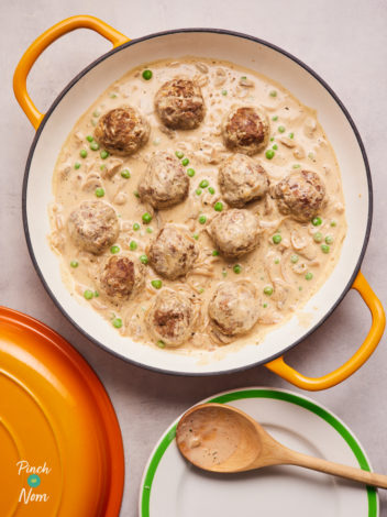 Creamy Dijon Meatballs pinchofnom.com