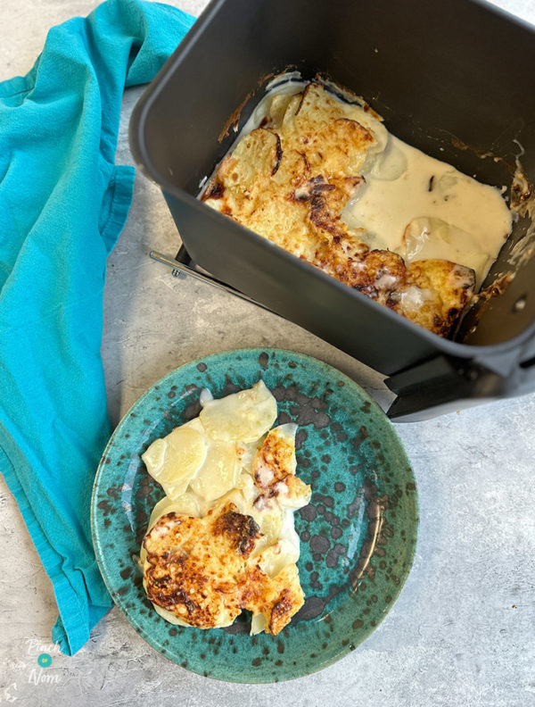 Air Fryer Cheesy Potato Gratin pinchofnom.com