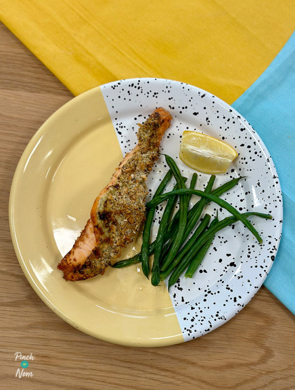 Air Fryer Creamy Pesto Salmon pinchofnom.com