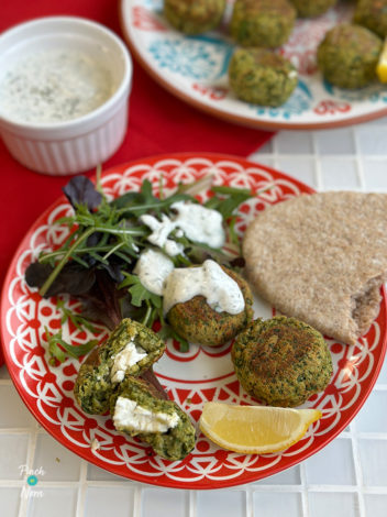 Air Fryer Feta-Stuffed Falafels pinchofnom.com