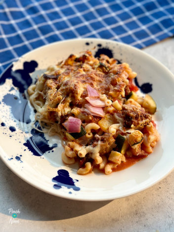 Air Fryer Sausage Pasta Bake pinchofnom.com