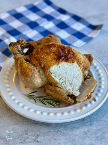 Air Fryer Whole Chicken pinchofnom.com