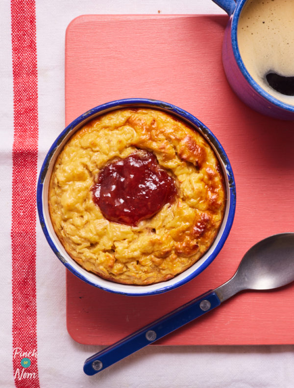 Peanut Butter and Jelly Baked Oats pinchofnom.com