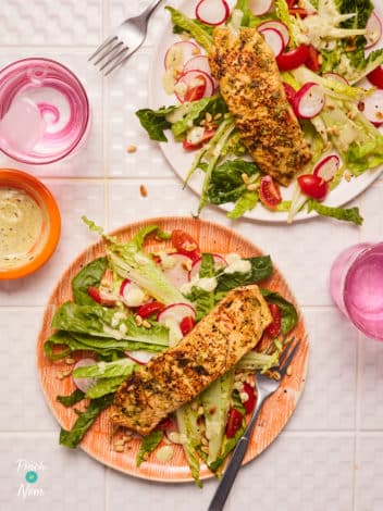 Salmon Pesto Salad pinchofnom.com