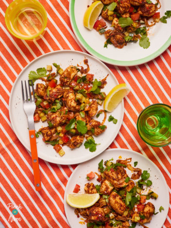 Zesty and Tangy Chaat-Style Chicken pinchofnom.com