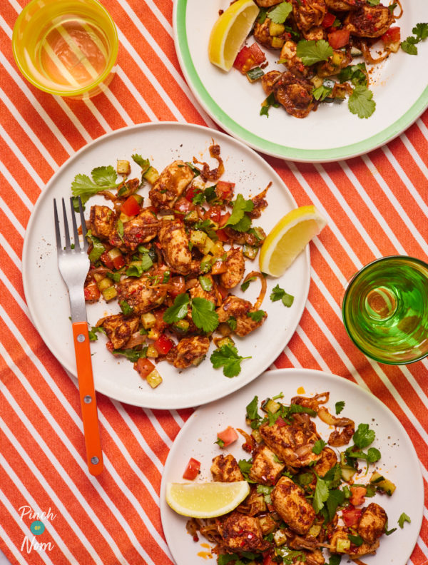 Zesty and Tangy Chaat-Style Chicken pinchofnom.com