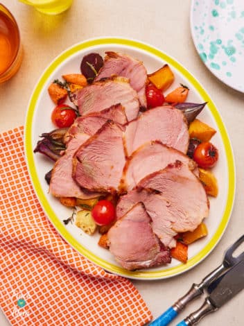 Slow Cooker Honey-Glazed Ham pinchofnom.com