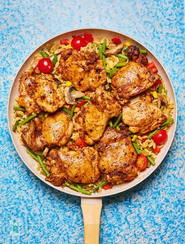 Cajun-Style Chicken Orzo pinchofnom.com