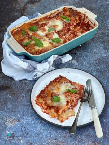 Cheesy Ravioli Lasagne pinchofnom.com