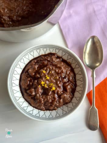 Chocolate Orange Rice Pudding pinchofnom.com