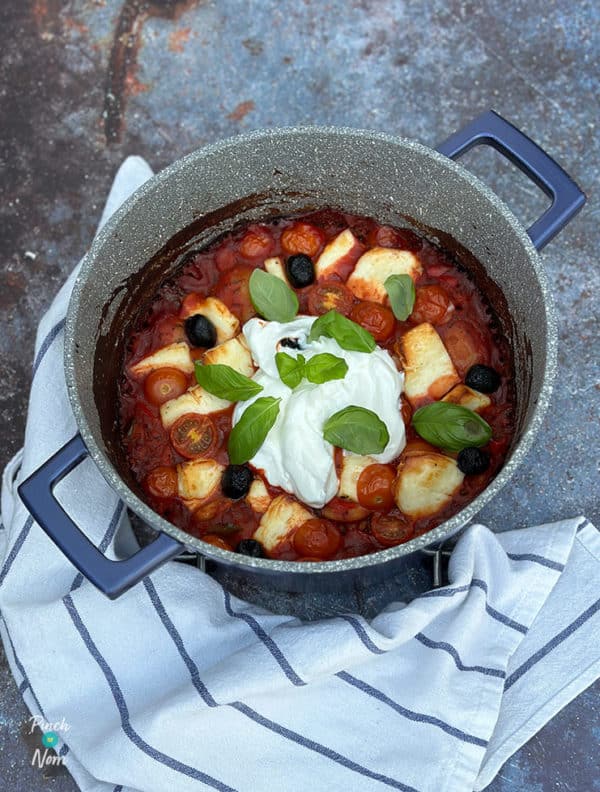 Mediterranean-Style Halloumi Bake pinchofnom.com