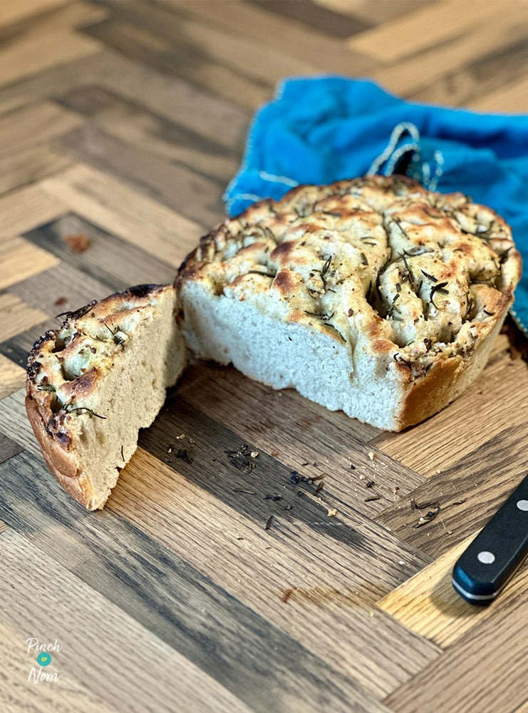 Pinch of Nom's slimming-friendly Slow Cooker Focaccia from the All in One cookbook.