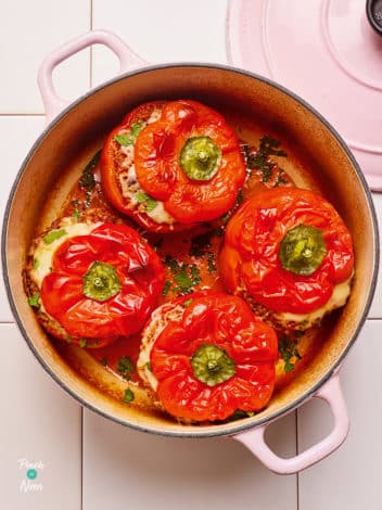 Slow Cooker Stuffed Peppers pinchofnom.com