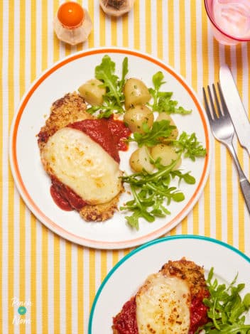 Air Fryer Pork Parmigiana pinchofnom.com