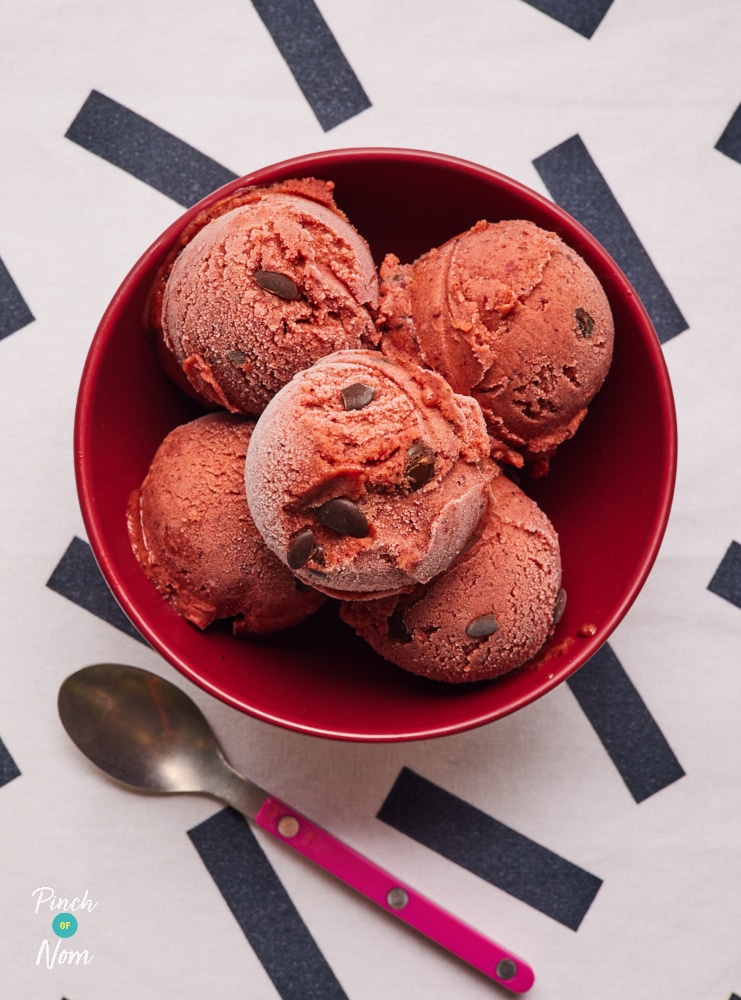 Cherry Choc Chip Ice Cream in a bowl 