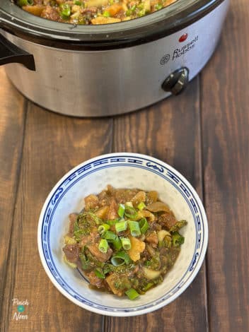 Slow Cooker Beef with Ginger and Pineapple pinchofnom.com