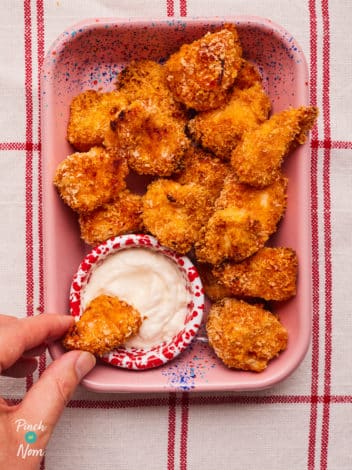 Pesto Chicken Nuggets pinchofnom.com