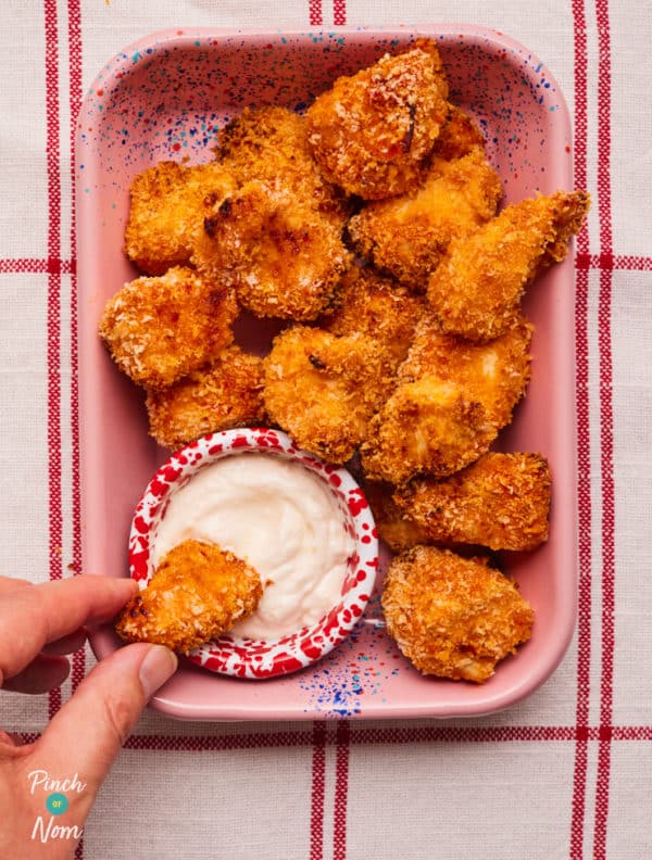 Air Fryer Pesto Chicken Nuggets pinchofnom.com
