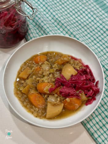 Slow Cooker Blind Scouse with Quick Pickled Cabbage pinchofnom.com