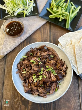 Slow Cooker Chinese-Style Lamb Wraps pinchofnom.com