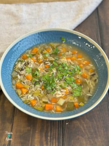 Slow Cooker Lemon and Rice Soup pinchofnom.com