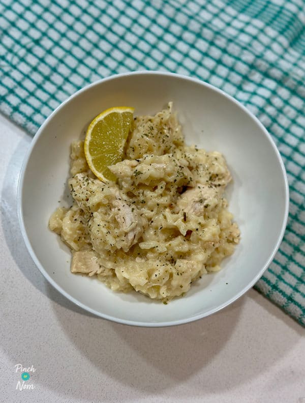 Slow Cooker Lemon and Rosemary Chicken Risotto pinchofnom.com