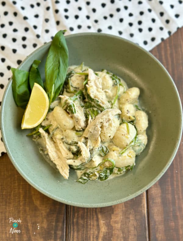 Slow Cooker Pesto Chicken Gnocchi pinchofnom.com