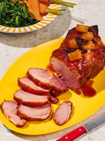 Slow Cooker Pineapple Glazed Ham pinchofnom.com