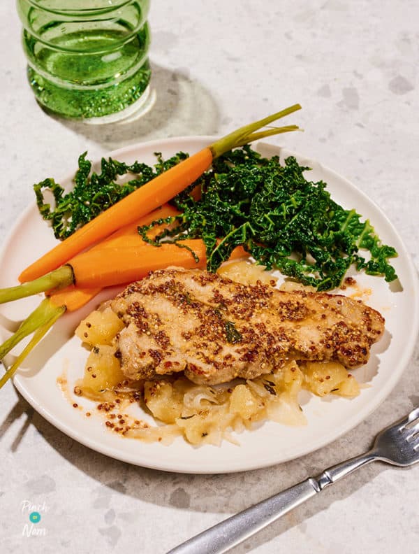 Slow Cooker Pork with Apple and Mustard pinchofnom.com