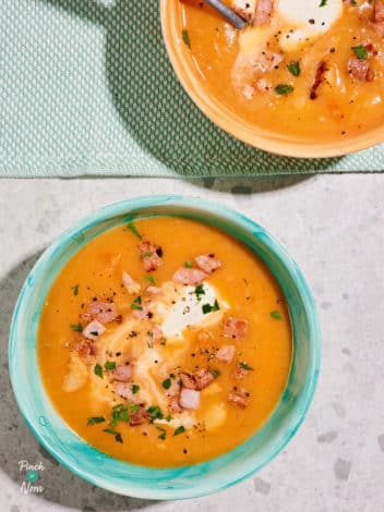 Slow Cooker Smoky Bacon and Potato Soup pinchofnom.com