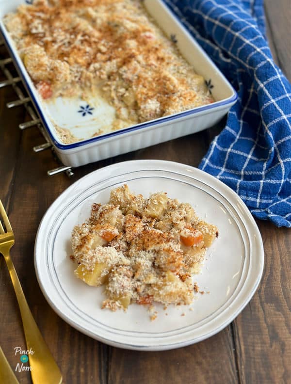 Slow Cooker Winter Vegetable Gratin pinchofnom.com