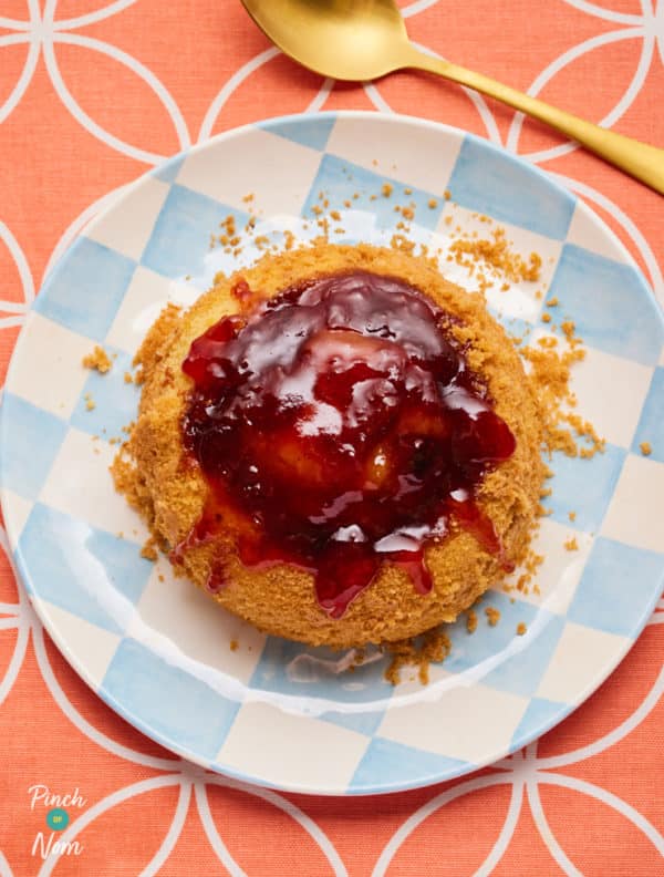 Microwave Strawberry Sponge Pudding pinchofnom.com