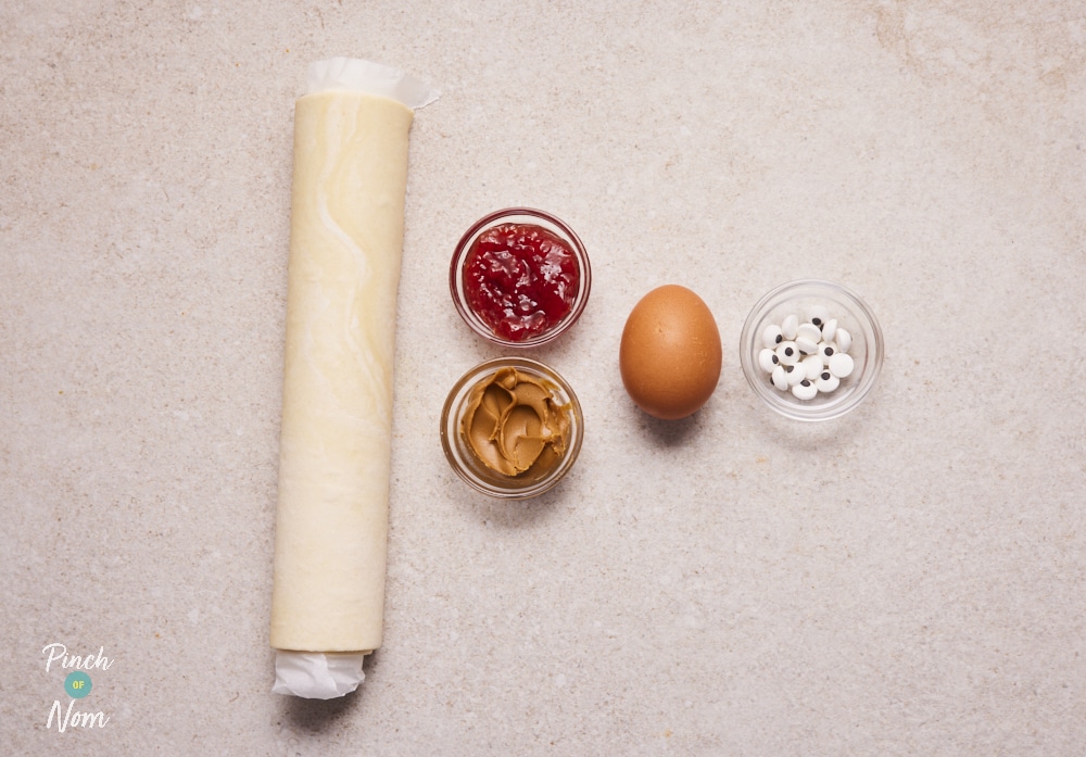 Ingredients for Spooky Pies laid out on counter.