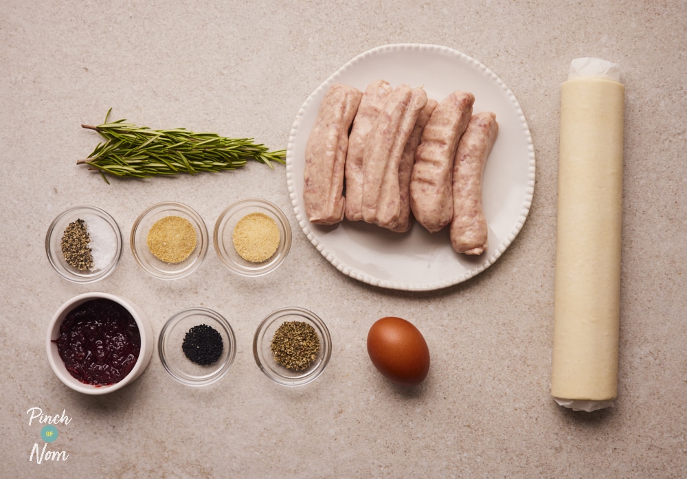Sausage Roll Wreath ingredients laid out on counter.